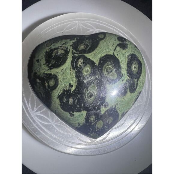 Kambaba Jasper‎ Large Chunky Heart Carving - Picture 3 of 10